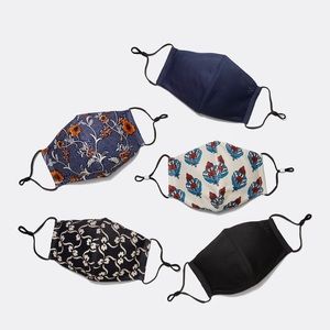 Brand New in Plastic Tory Burch Printed Face Mask, set of 5.
